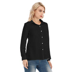 Black  All-Over Print Women's Loose Elastic-Back Shirt