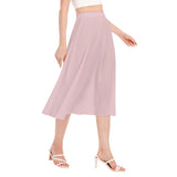 Pink All-Over Print Women's Long Section Chiffon Skirt