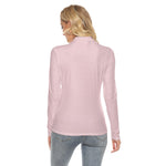 Pink All Over Print Women's Stretchable Turtleneck Top