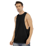 Black All-Over Print Men's O-neck Long Tank Top