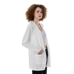 White All-Over Print Women's Patch Pocket Cardigan