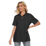 Black All-Over Print Women's Polo T-Shirt