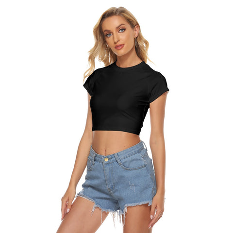 Black All-Over Print Women's Raglan Cropped T-shirt