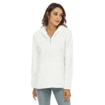 White All-Over Print Women's Borg Fleece Hoodie With Half Zip