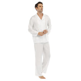 White All-Over Print Men's Lapel Pajama Set