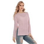 Pink All-Over Print Women's Side Split Long T-shirt