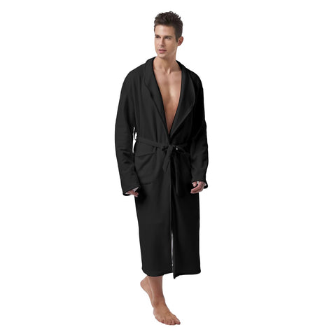 Black All-Over Print Men's Heavy Fleece Robe