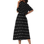 Polka Dots All-Over Print Women's Elastic Waist Dress