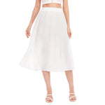 White All-Over Print Women's Long Section Chiffon Skirt