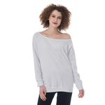 White All-Over Print Oversized Women's Off-Shoulder Sweatshirt