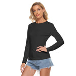 Black All Over Print Women's Stretchable long Sleeve Top