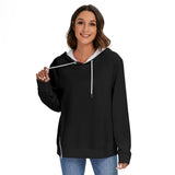 Black All-Over Print Women's Heavy Fleece Zip-on-the-Side Hoodie