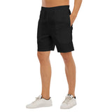 Black All-Over Print Men's Beach Shorts With Elastic Waist