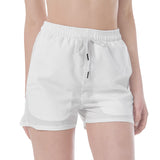 White All Over Print Wide Waistband Sport Shorts