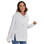 White All-Over Print Women's Heavy Fleece Zip-on-the-Side Hoodie