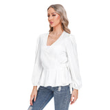 White All-Over Print Women's Long Sleeve Shirt