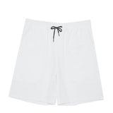 White All-Over Print Men's Beach Shorts With Elastic Waist