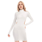 White All-Over Print Women's Waist Hollow Hip Dress