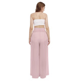 Pink All-Over Print Women's High Waist Wide Leg Trousers