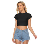 Black All-Over Print Women's Raglan Cropped T-shirt