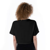 Women Black  All-Over Print Cropped T-Shirt