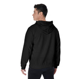 Black All-Over Print Men's Raglan Zip Up Hoodie