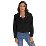 Black  All-Over Print Women's Zip Jacket