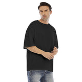 Black All-Over Print Men's Drop Shoulder T-shirt With Short Sleeve