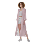 Pink All-Over Print Women's Satin Kimono Long Robe