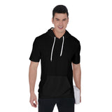 Black All-Over Print Men's Short Sleeve Hoodie T-Shirt