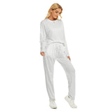 White All-Over Print Women's Pajama Suit