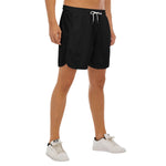 Black All-Over Print Men's Side Split Running Sport Shorts