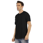 Black All-Over Print Men's Short Sleeve Rounded Hem T-shirt