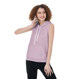 Pink All-Over Print Women's Sleeveless Hoodie