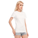 White All-Over Print Women's Round Neck T-Shirt | 190GSM Cotton