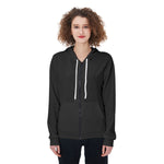 Black All-Over Print Women's Zip Up Hoodie