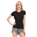 Black All-Over Print Women's Short Sleeve Mesh Blouse