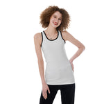 White All-Over Print Women's Back Hollow Tank Top