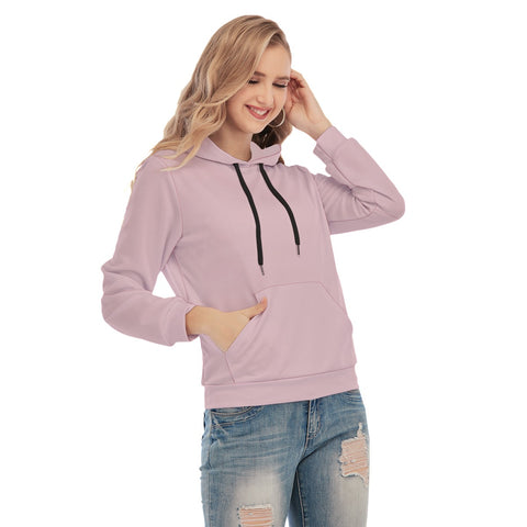 Pink All-Over Print Women's Slim Pullover Hoodie