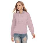 Pink All-Over Print Women's Pullover Hoodie With Drawsting