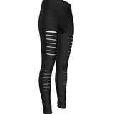 Black All-Over Print Women's Ripped Leggings