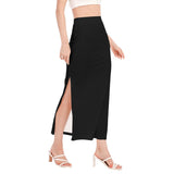 Black All-Over Print Women's Side Slit Skirt