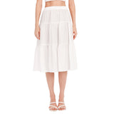 White All-Over Print Women's Stitched Pleated Chiffon Skirt