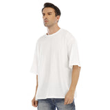 White All-Over Print Men's Drop Shoulder T-shirt With Short Sleeve