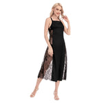 Black All-Over Print Women's Lace Cami Cross Back Dress