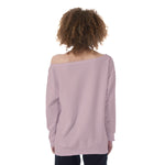 Pink All-Over Print Oversized Women's Off-Shoulder Sweatshirt