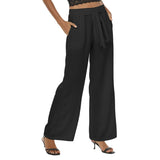 Black All-Over Print Women's Casual Straight-leg Pants