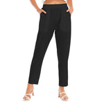 Black All-Over Print Women's Loose Straight-leg Pants