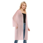 Pink All- Over Print Women's Long Sleeve Mesh Cardigan