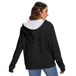 Black All-Over Print Women's Heavy Fleece Zip-on-the-Side Hoodie